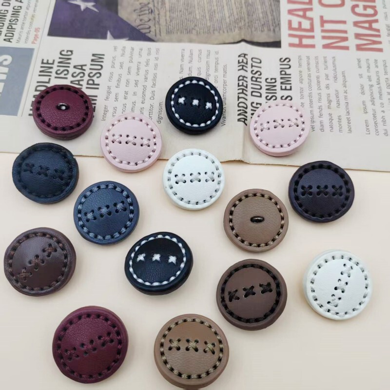 High-End Leather Round Stitched Buttons for Coats, Sweaters, Hand-Stitched Buttons for Fur Coats, Leather Jackets, Leather Decorative Buttons, and Accessories High-End Leather Round Stitched Buttons for Coats, Sweaters, Hand-Stitched Buttons for Fur Coats, Leather Jackets, Leather Decorative Buttons, and Accessories