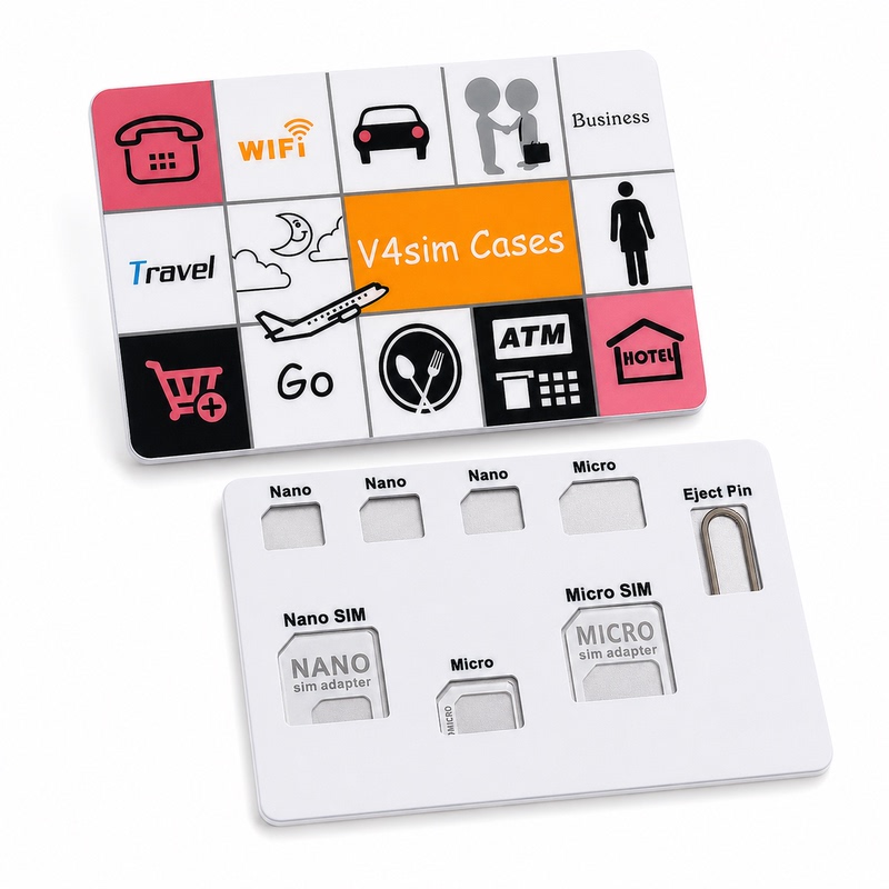 V4Sim Cases Ultra-Thin Sim Card Holder Restore Card Box Mobile Phone Nano Card Tray Card Slot Organizer