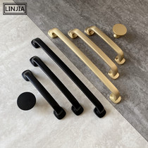 Modern cabinet door handle drawer Golden simple clothes cabinet long handle American black single hole small handle zinc alloy