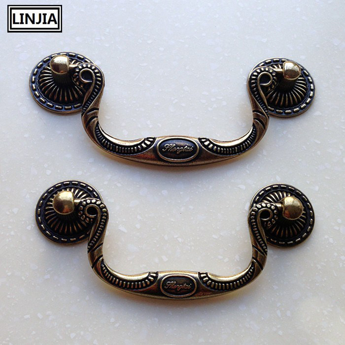 American green bronze antique wardrobe door drawer handle Mediterranean European retro solid pastoral handle 8811