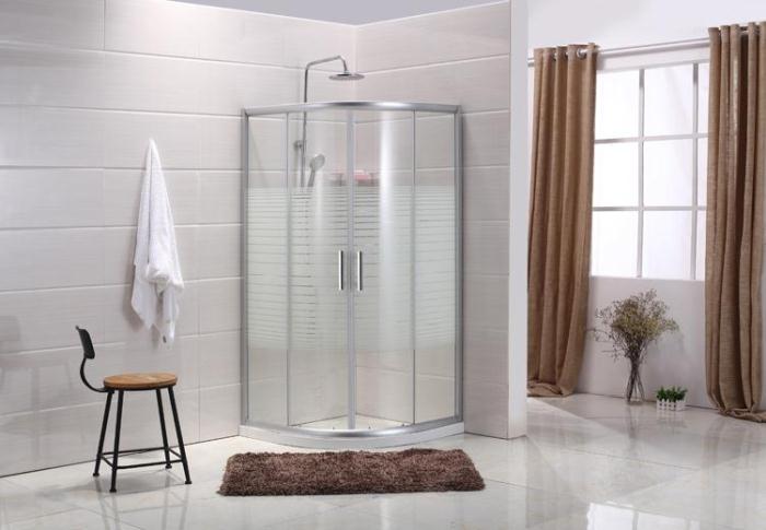 Fully tempered glass sliding door partition bath screen simple bathroom bath room overall shower room horizontal stripe sand silver bath room