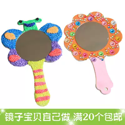 Wooden White billet diy hand-painted mirror children snowflake Pearl mud particle clay handmade wooden model mold