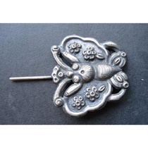 Old silverware head butterfly-shaped silver hairpin