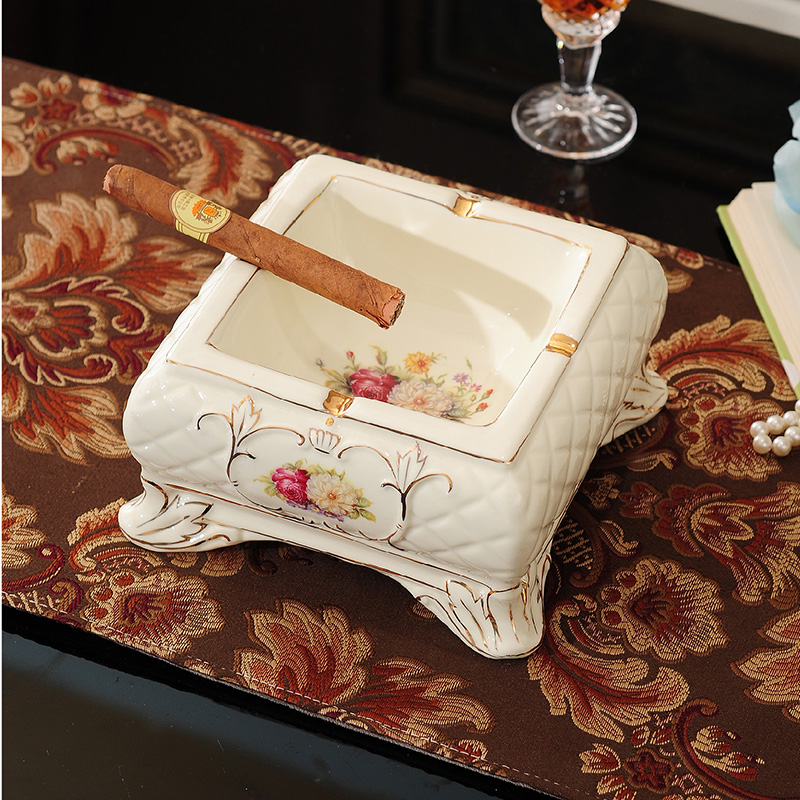 Eurostyle ceramic Ashtray Decoration Creative Living Room Tea Table Swing Piece American Cigar Home Office Big Cigarette Cylinders
