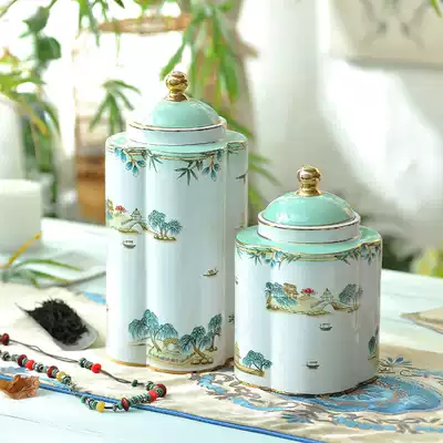 West Lake ceramic storage tank American home soft decoration European living room wine modern Chinese cabinet model room decoration