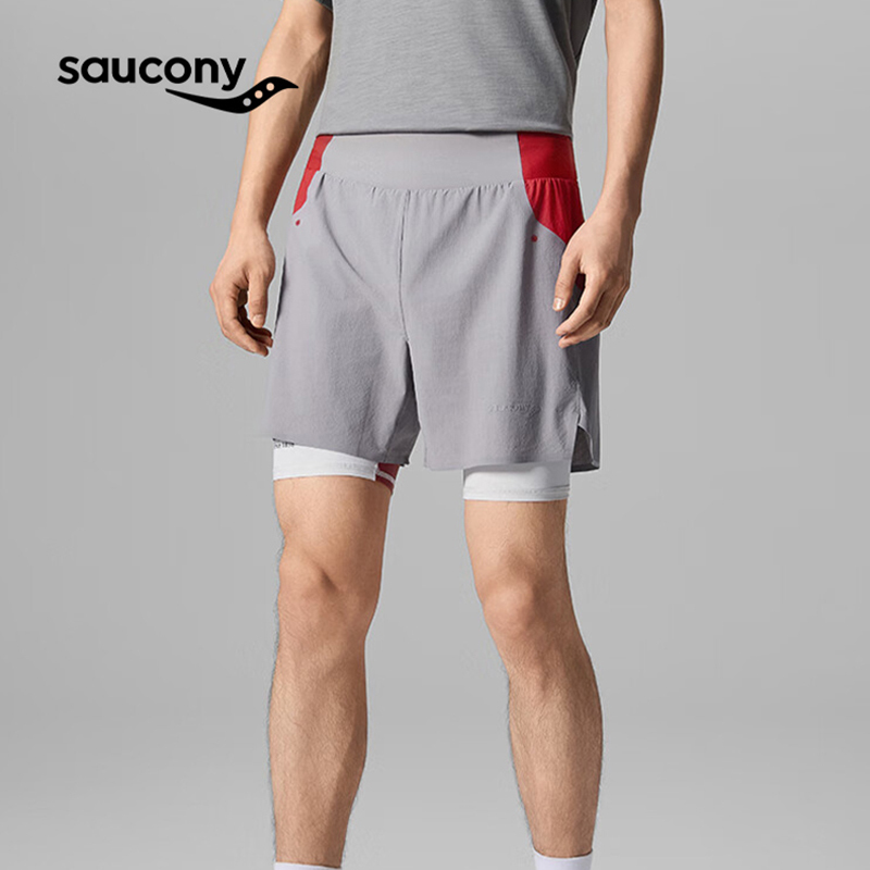 Saucony Men's and Women's Sports Fitness Running Tight Shorts Marathon Fe Short Skirt Casual Five-Point Pants