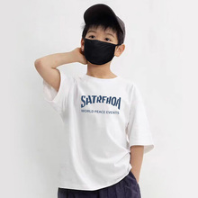 Short sleeved t-shirt for boys, pure cotton 2024, new western-style 12 year old boy round neck t-shirt, children's top, big children's t-shirt trend