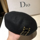 Korean version of wool beret autumn and winter shopping all-match British pumpkin hat metal buckle fashion hat black beret hat