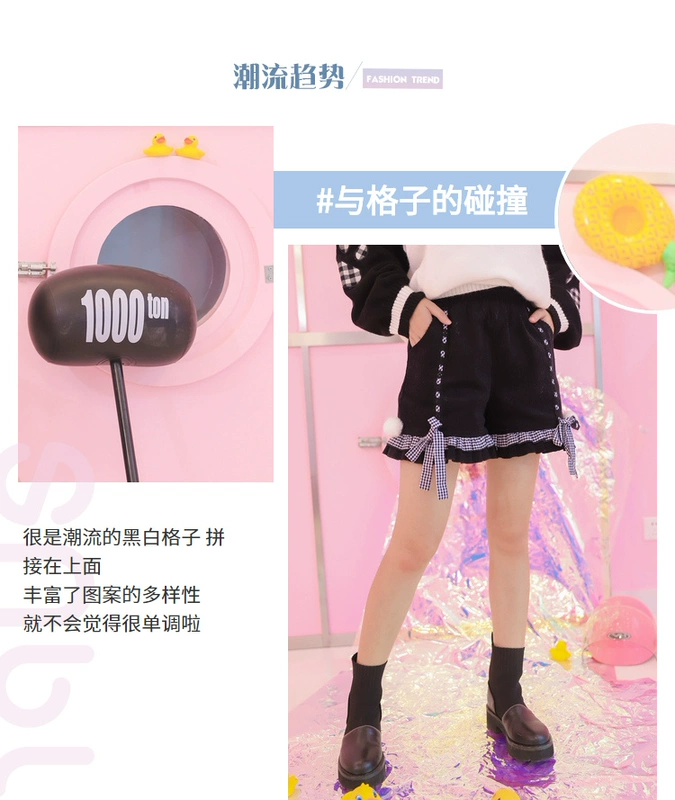 Bản gốc Mori bộ lạc mùa thu đông quần nhung kẻ nữ quần short eo cao 2018 quần mới học sinh quần âu thủy triều