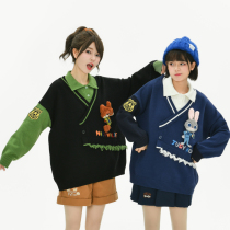 Judinik co-named Original Sen Tribe Fun Fake Two Sweater Friendly Fashion College Wind Knitting Shirt Spring Festival
