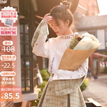 Original Mori female tribal students Korean version of the dress Plaid split long sleeve design feel plus velvet autumn and winter 2021 New Tide