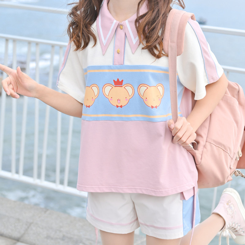 Magic card girl sakura co-original Sen female tribe sweetheart small kopolo shirt girl t-shirt women's dress 2021 new