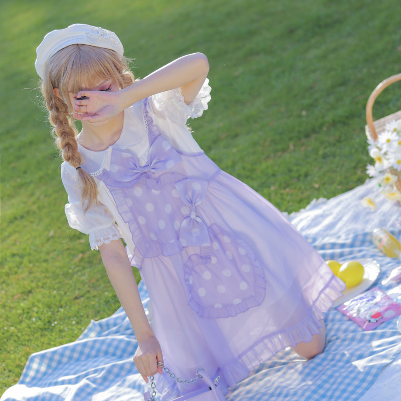 Original Son Tribe Design Sensation Cute Donuts Dolls Collar Dress Two Sets Summer Girl Sensation Braces Dress
