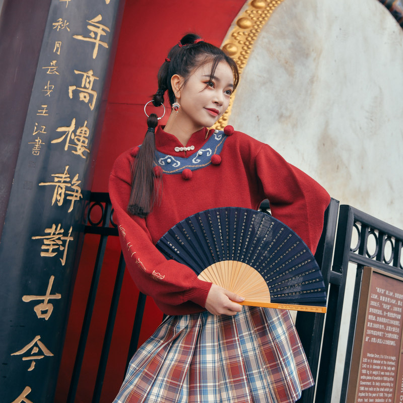 Original Mori Women's Tribe Danger Retro State Tide Red Sweater Jacket Head Knit Wool Jersey 2021 New Autumn Winter Clothing