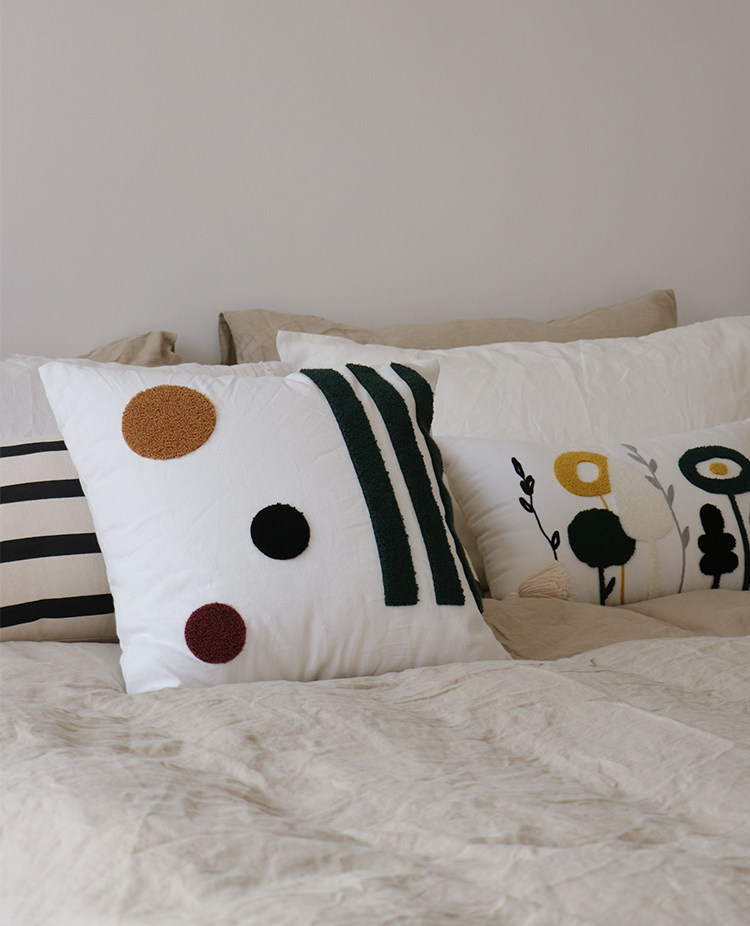 DAISYHOME Original flower Pillow Geometric Towel Embroidered Sofa Bed Head Back Cushion Decoration Lean to Pillow Wind Pillow