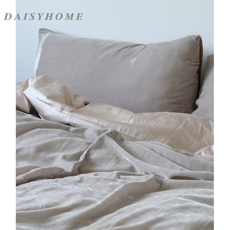DAISYHOME exclusive self-made ins style mercerized Joe velvet high-end bedding four-piece set long-staple cotton splicing niche