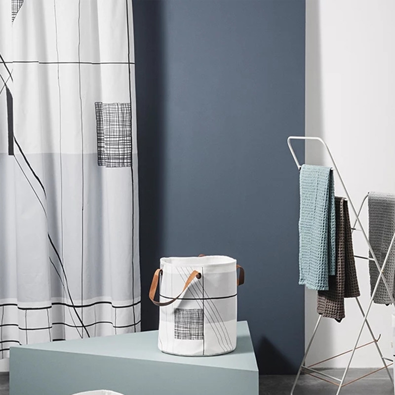 DAISYHOME Nordic Pins Cloth Bath Curtain Suit Extremely Simple Wind Bathroom Waterproof Shower Curtain Thickening Partition Door Curtain