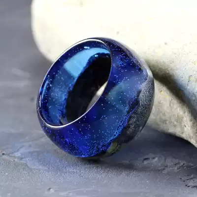 Ukrainian designer SOGD quiet universe travel ring wood ring wedding ring gift dark blue