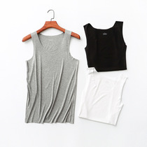 Summer new mens modal round neck vest casual cut sleeveless pullover thin section solid color home wear large size