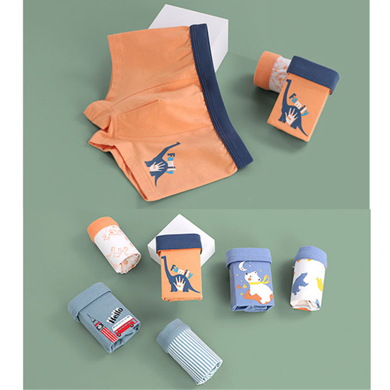 New Boys Boxer Pants Class A Pure Cotton Stretch Four Seasons Small, Medium and Big Boys Printed Boxer Briefs 3 Pack Multicolor