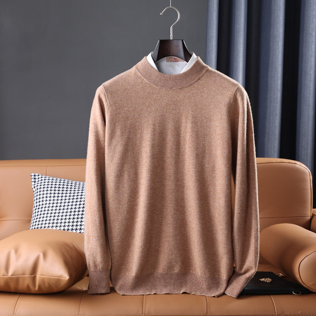 ດູໃບໄມ້ລົ່ນແລະລະດູຫນາວ turtleneck cashmere sweater ຜູ້ຊາຍ lapel sweater 100% ຜ້າຂົນສັດບໍລິສຸດ 100% sweater ເຄິ່ງ turtleneck pullover thickened base knit