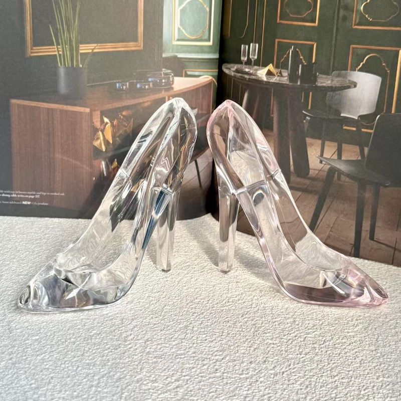 Acrylic Crystal Shoes, Home Glass Shoe Ornaments, Scandinavian Accessible Luxury Cinderella Crystal Shoes, Valentine's Day Gifts