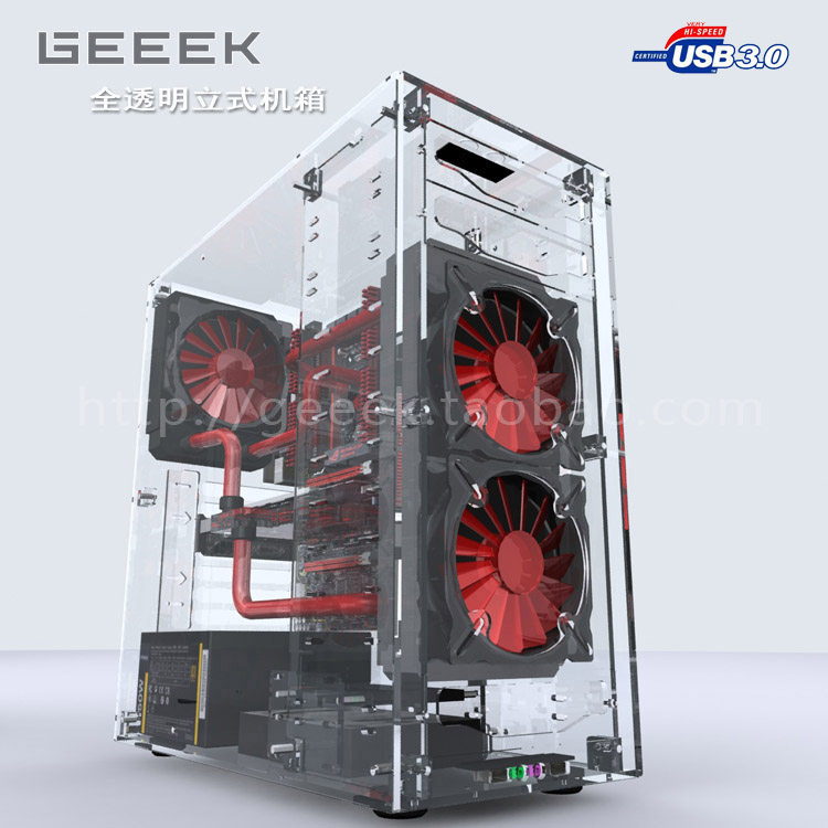 DIY new desktop package one plexiglass acrylic personalized full transparent chassis vertical ATX