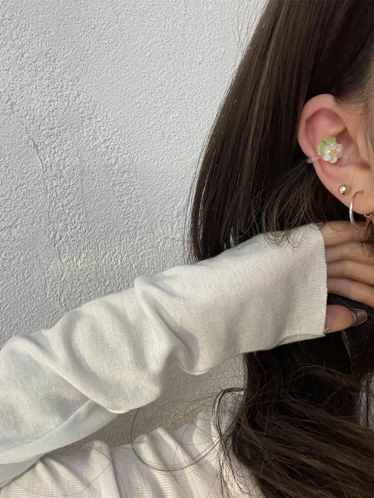 素圈耳环S925银针银色耳扣耳圈耳扣OL气质冷淡风耳饰无耳洞耳夹详情15