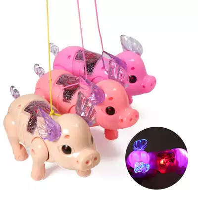 Shaking sound with the same children's electric leash piggy creative piggy can walk electric pig luminous music toy
