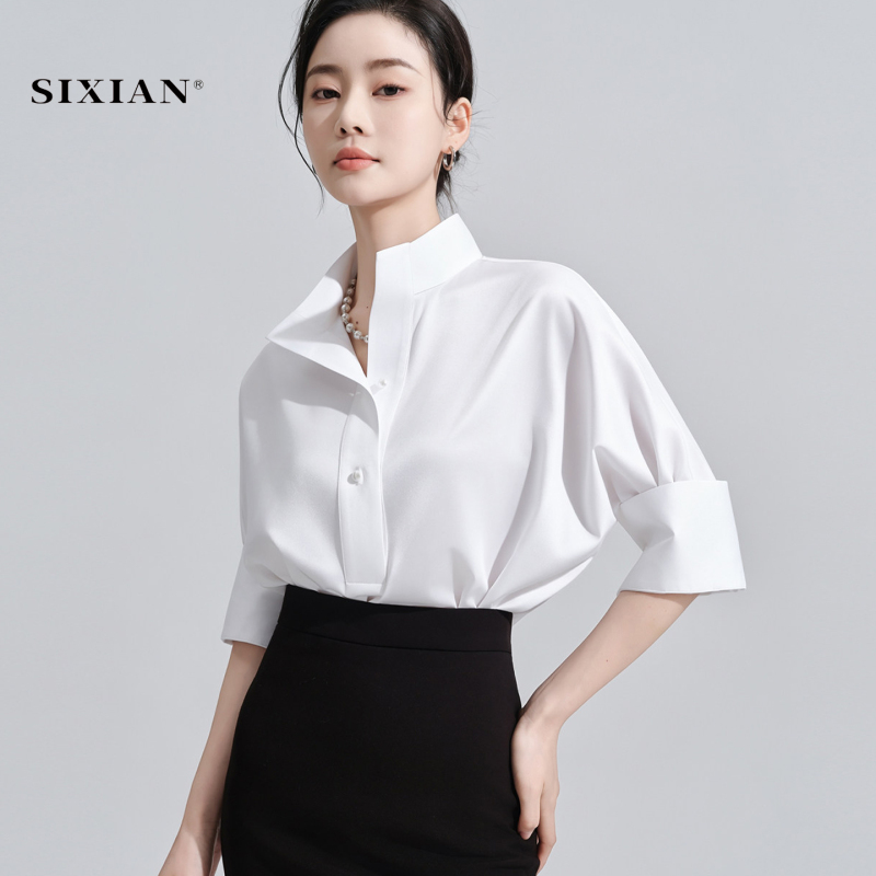 No-Iron French-Style White Shirt for Women, Short-Sleeved, High-Fashion Silk Top, New Mulberry Silk Shirt