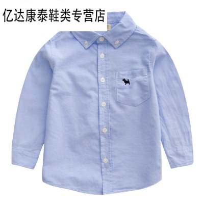 l1 trẻ em trai Long Sleeve Shirt Boys 2 đến 3 tuổi và Ahalf 4 tuần - 5 tuổi Boy 6 tuổi 7 trắng áo sơ mi hàng đầu.