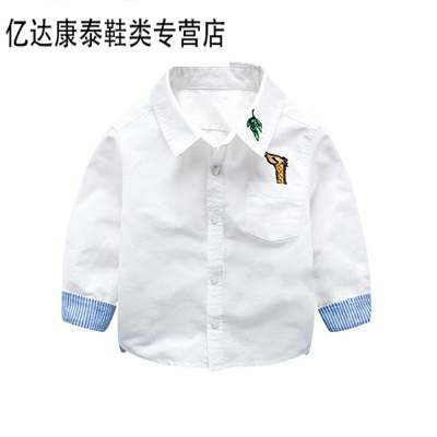 l1 trẻ em trai Long Sleeve Shirt Boys 2 đến 3 tuổi và Ahalf 4 tuần - 5 tuổi Boy 6 tuổi 7 trắng áo sơ mi hàng đầu.