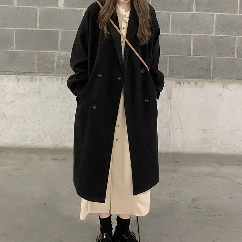 Black Hepburn Wind Fur Coats Women 2021 Autumn Winter New in the new Sub-coat in the long version of the small sub thickened