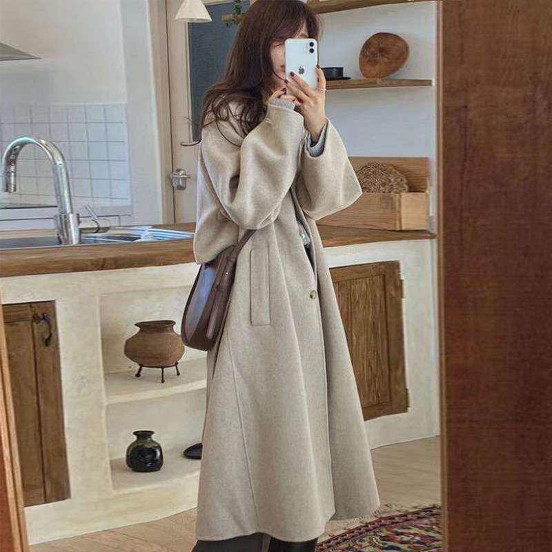 Off-season specials 2022 new autumn and winter mid-length woolen coat women's woolen coat explosion style small Korean version