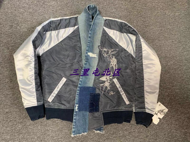 Sanlitun North District [in Stock] Greg Lauren Vintage Embroidered Kimono-Style Baseball Jacket Made in the Usa