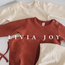 Livia Joy 2021 autumn and winter new tops bottoming skin-friendly cotton long-sleeved bag fart clothes rompers boys and girls