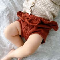 Livia Joy Autumn Winter Knit Ruffled Bib Shorts Cotton Cashmere Girls