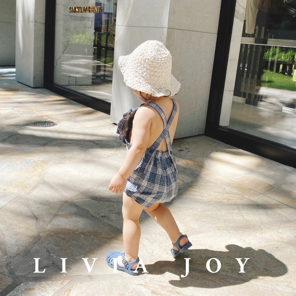 Livia Joy Italy imported bubble texture cotton plaid lace baby bag shorts for girls