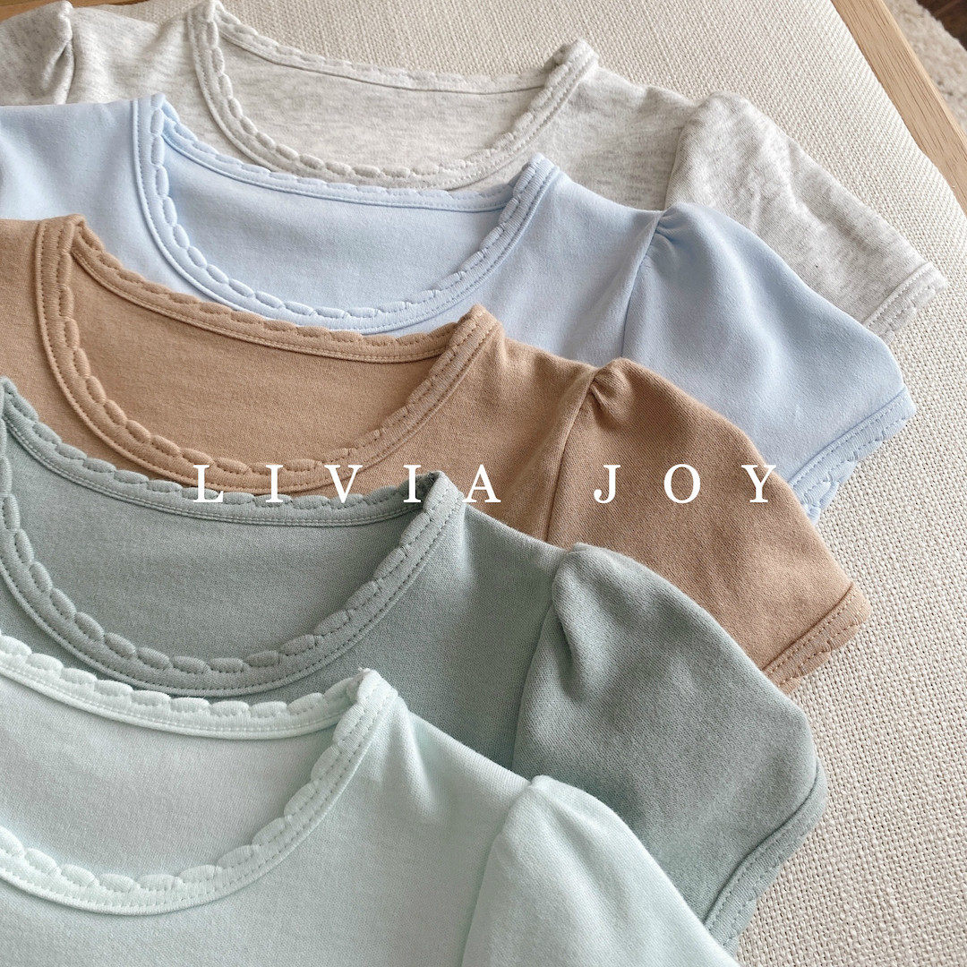 Livia Joy 100% Organic Cotton Round Neck Lace Pullover T-Shirt Girls