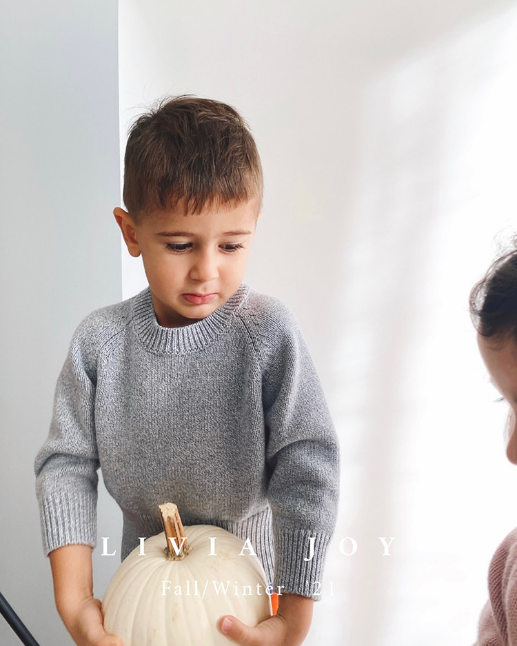 Livia Joy Autumn and Winter Thick Round Neck Pullover Tunic Sweater Pure Cotton Cashmere Boys and Girls