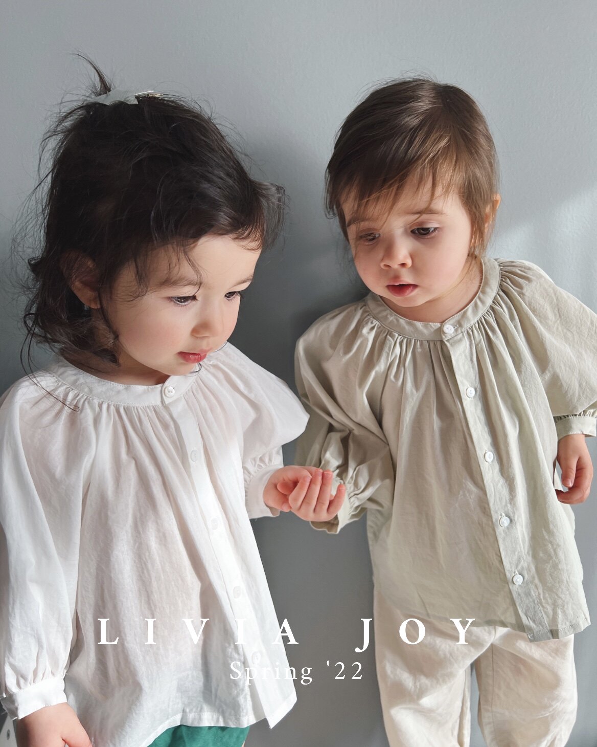 Livia Joy spring and summer thin cotton shirt 8 9 points lamp sleeves comfortable and breathable all-match girls