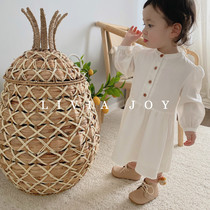 Livia Joy US imported Pima cotton satin spring long-sleeved white dress birthday skirt for girls