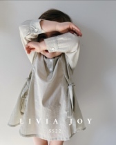 Livia Joy Spring Summer Thin Cotton Shirt Dress Comfortable and Breathable All-match Girls