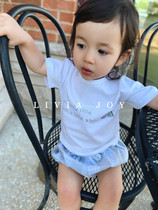 Livia Joy original English alphabet rainbow mercerized cotton T-shirt unisex boys and girls