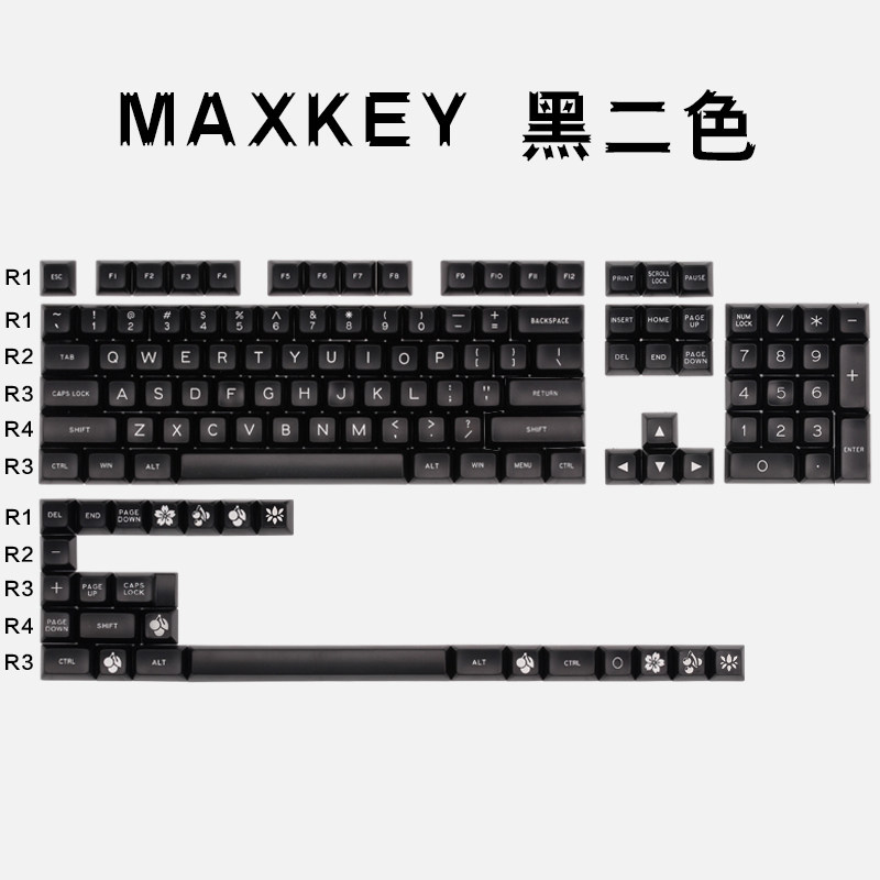Mechanical Keyboard Keycap MAXKEY Two-color Molded ABS Keycap SA Height Black Diachronic Keycap 127 Keyball Cap