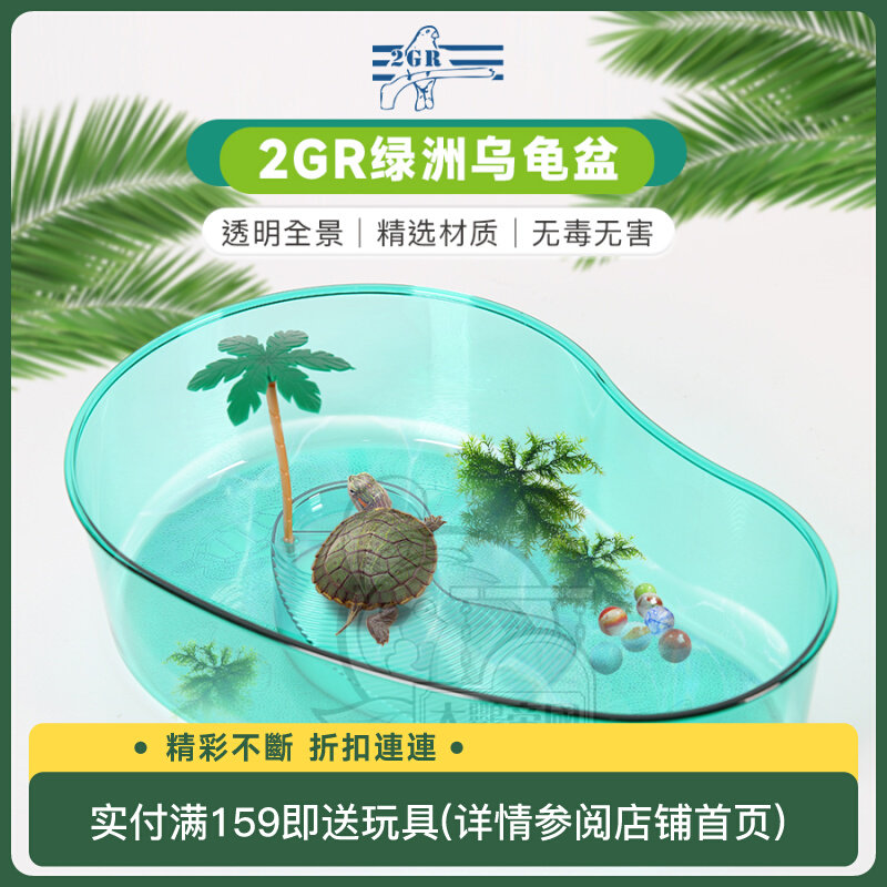 2GR plastic small turtle tank with drying platform landscaping small pet turtle special tank ecological tank Brazilian turtle breeding box