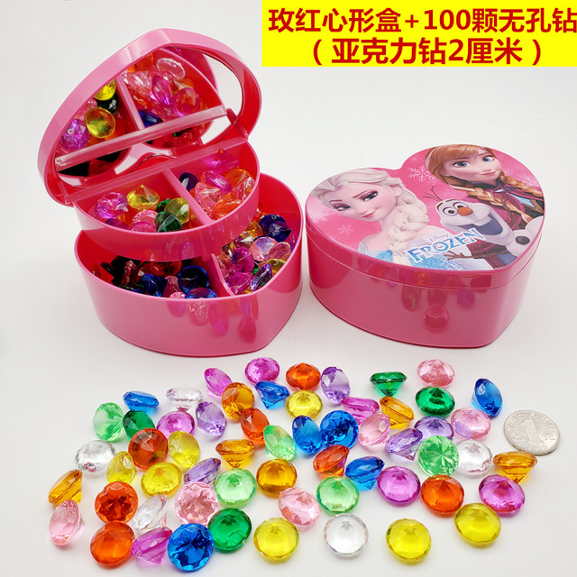 Children's gem toy crystal plastic acrylic oversized diamond boy girl princess treasure chest crystal toy