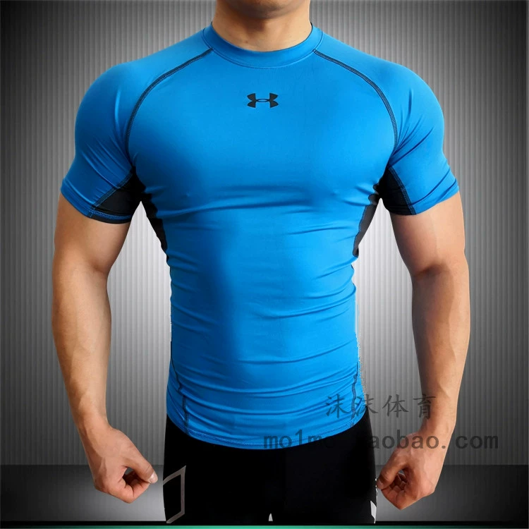 UA An Dema UNDER ARMOR quần áo thoáng khí nam tay ngắn nén quần thun thể thao 1257468 - Áo phông thể thao