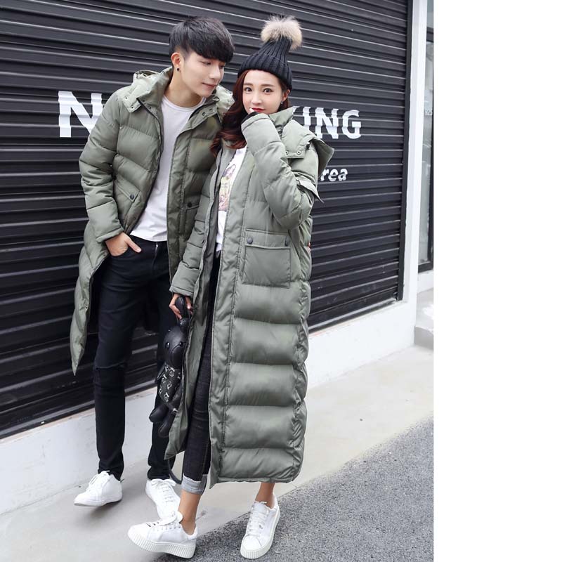 Mùa đông người đàn ông mới của dài dày lên trên đầu gối siêu dài coat siêu dài XL trùm đầu ngoài trời áo bông