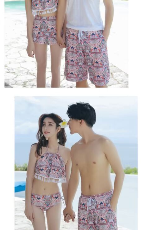 Cặp đôi đồ bơi mùa xuân hot lady ba mảnh bikini bốn mảnh áo tắm mỏng bảo thủ chia quần đi biển đồ đôi mặc đi biển	